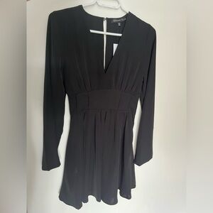 Dynamite Black V-Neck Long Sleeve Mini Dress